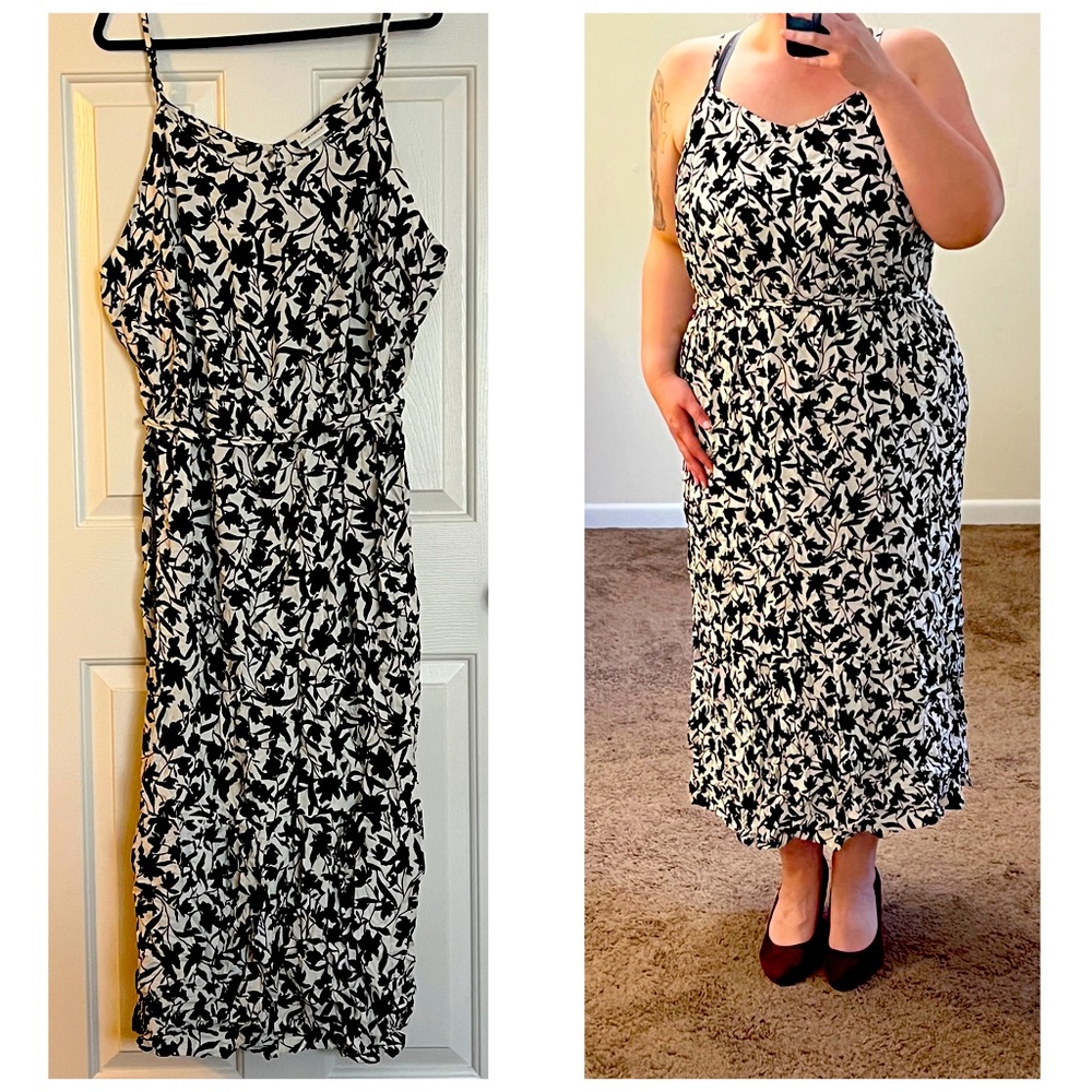 Ava & Viv Black & White Belted Sundress